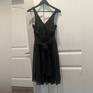 100% Silk Black and white polka dot midi dress